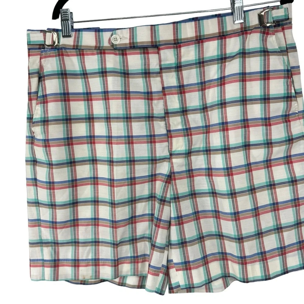 Vintage adjustable waist plaid retro shorts waist approx 32-35 inches